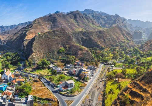 view on Vila das Pombas (Santo Antao, Cape Verde) and Ribeira do Paúl